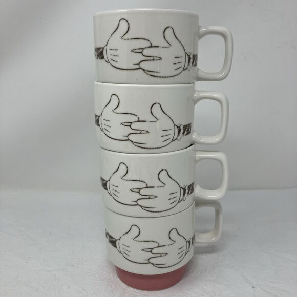 Disney Mickey Daiso Colorful Mug Red Blue Green Yellow stackable vintage - Picture 2 of 13